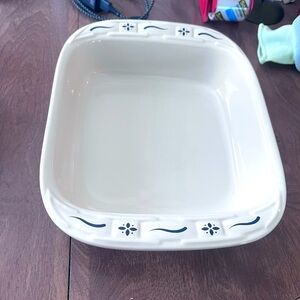 longaberger stoneware woven 8x8.5” traditions blue pattern